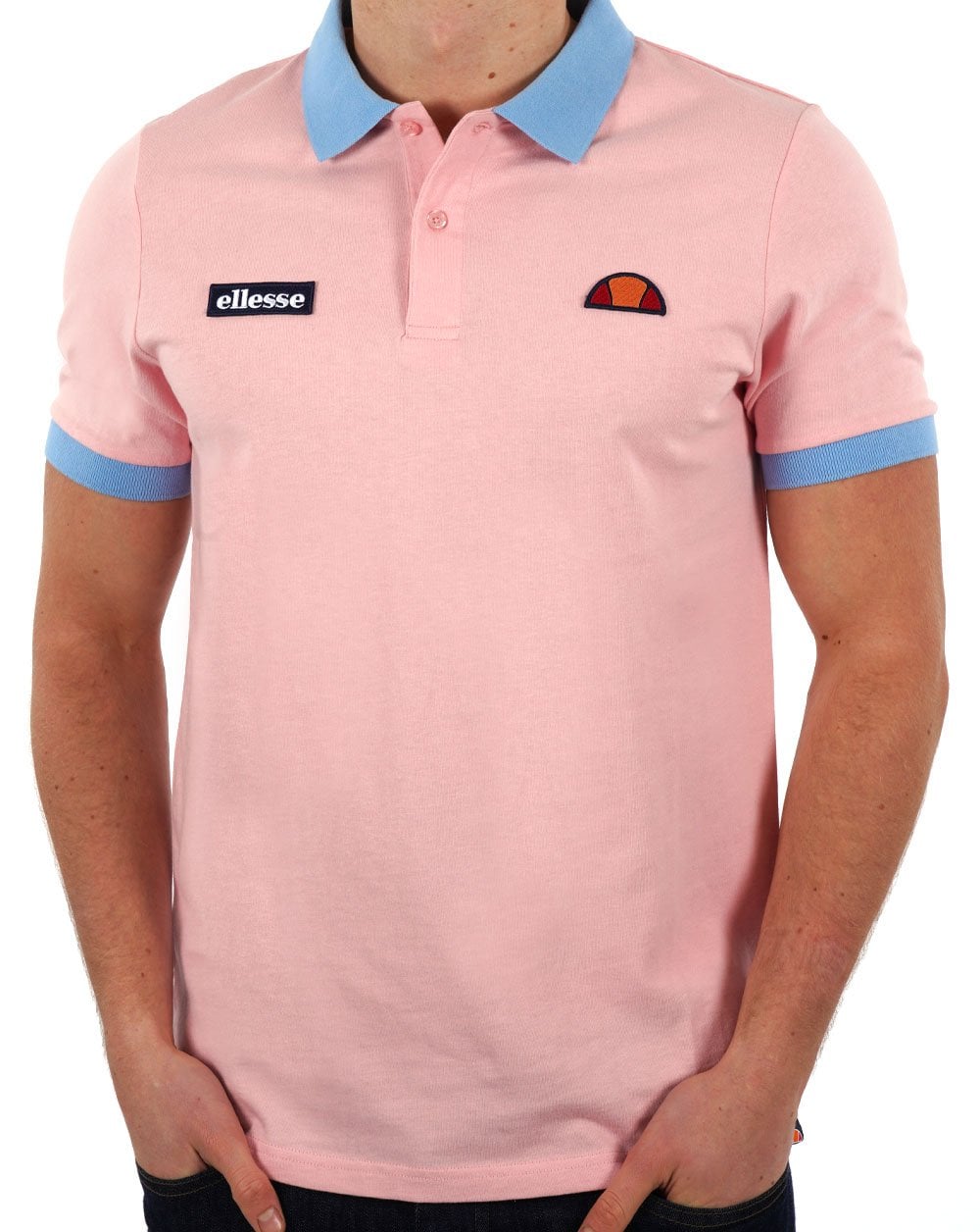 Ellesse Lessepsia Polo Shirt Pink/Sky Blue
