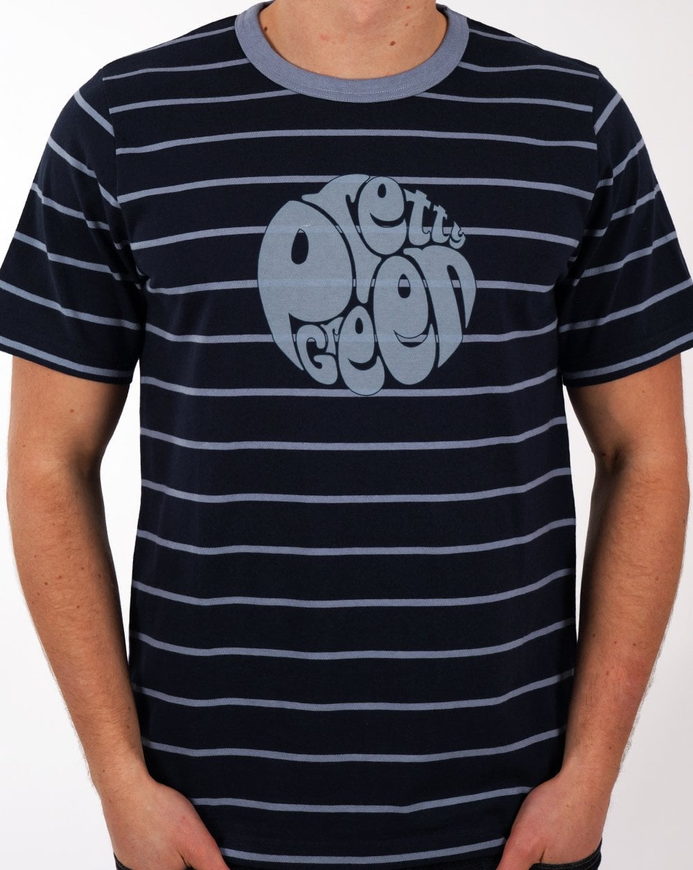 Pretty Green Capella Stripe Logo T-shirt Navy