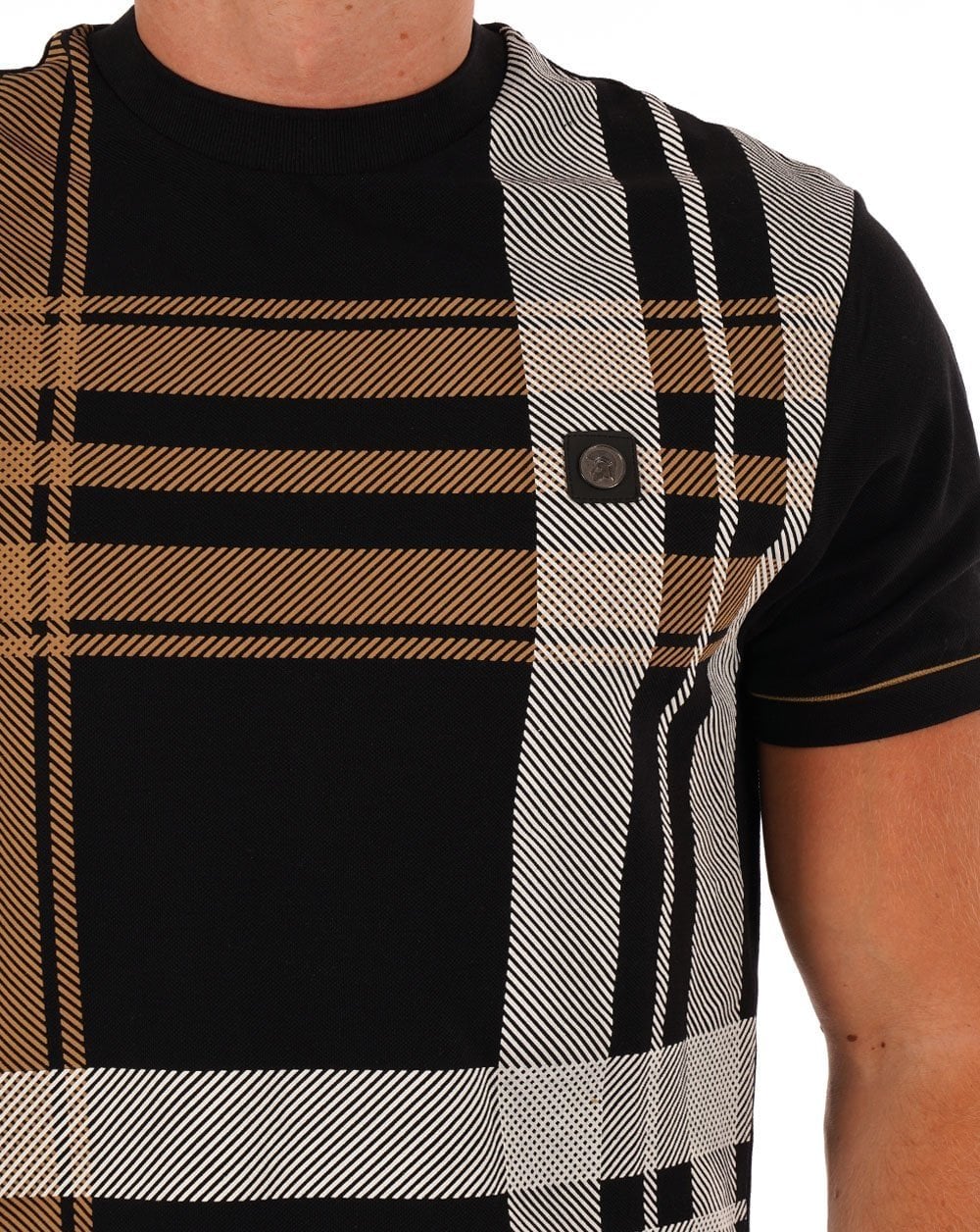 Trojan Check Panel T-shirt Black