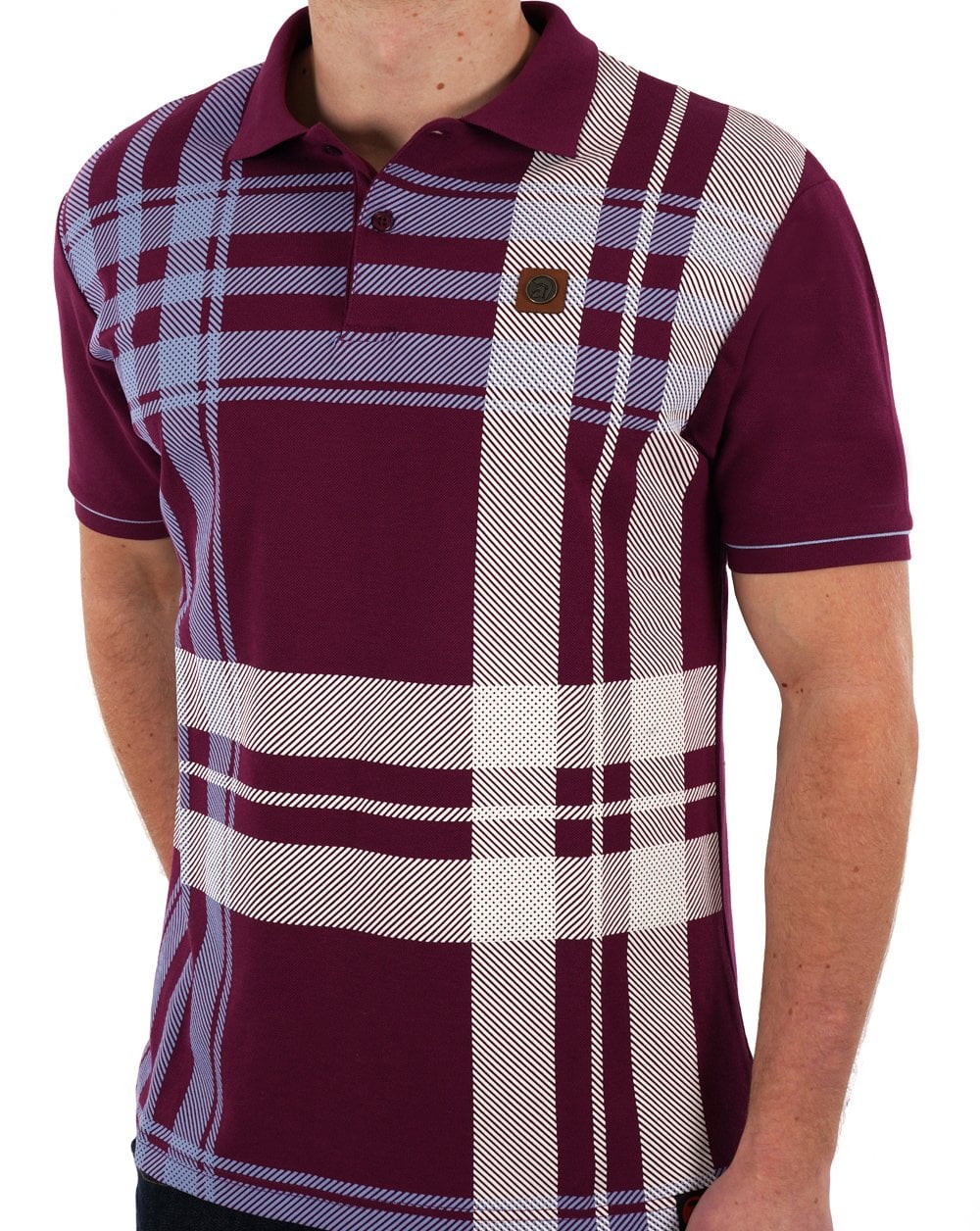 Trojan Check Panel Polo Shirt Port