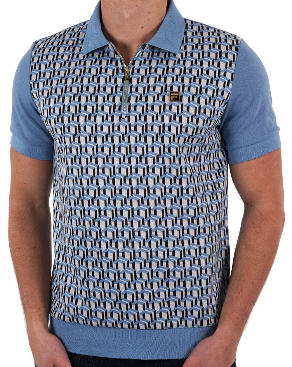 Fila Gold Jacquard Polo Denim Blue