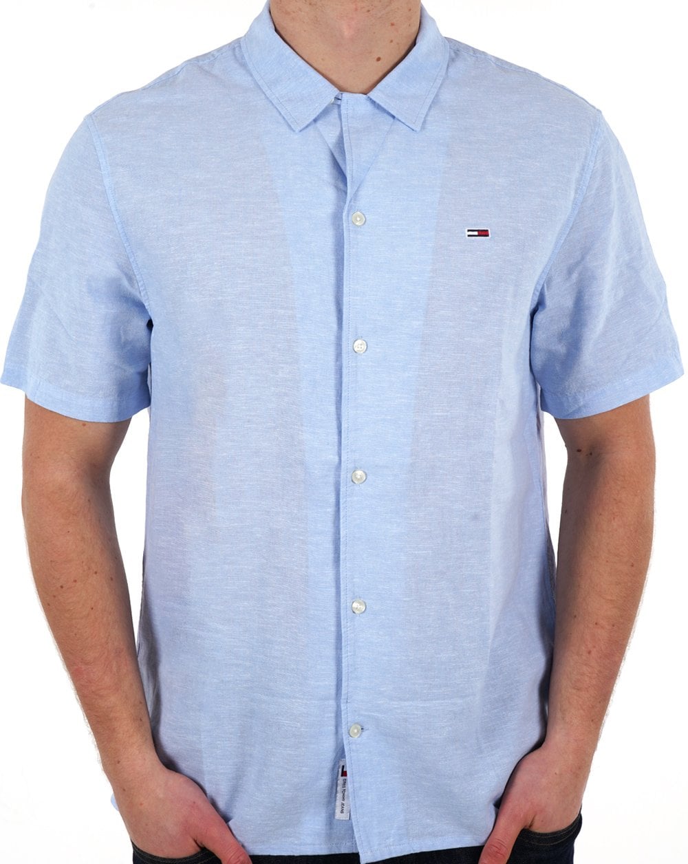 Tommy Jeans Linen SS Shirt Blue