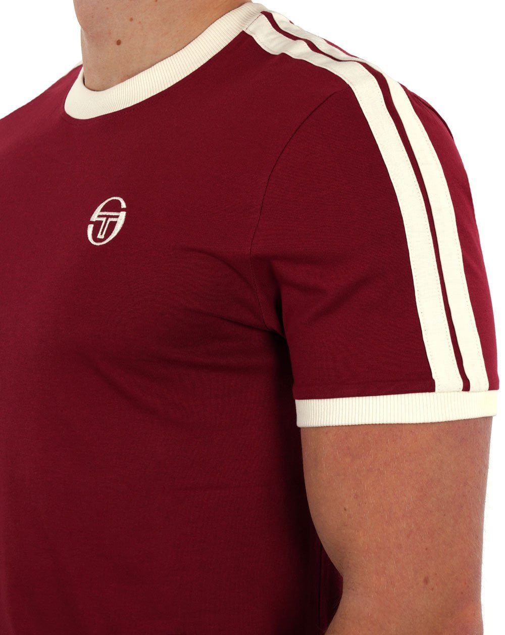 Sergio Tacchini Retro T Shirt Claret/Gardenia