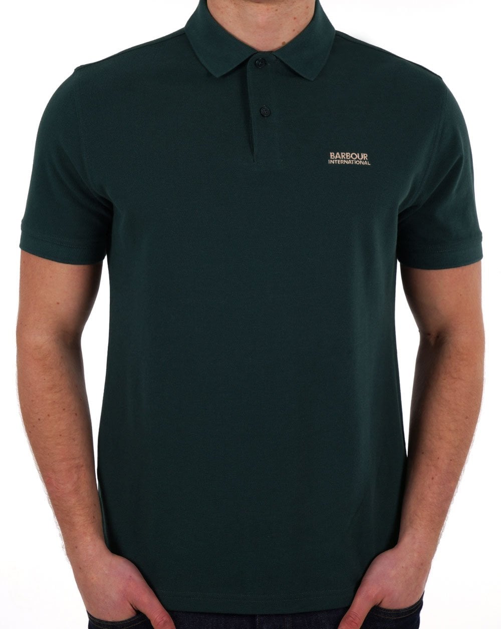 Barbour International Tourer Pique Polo Forest River Green