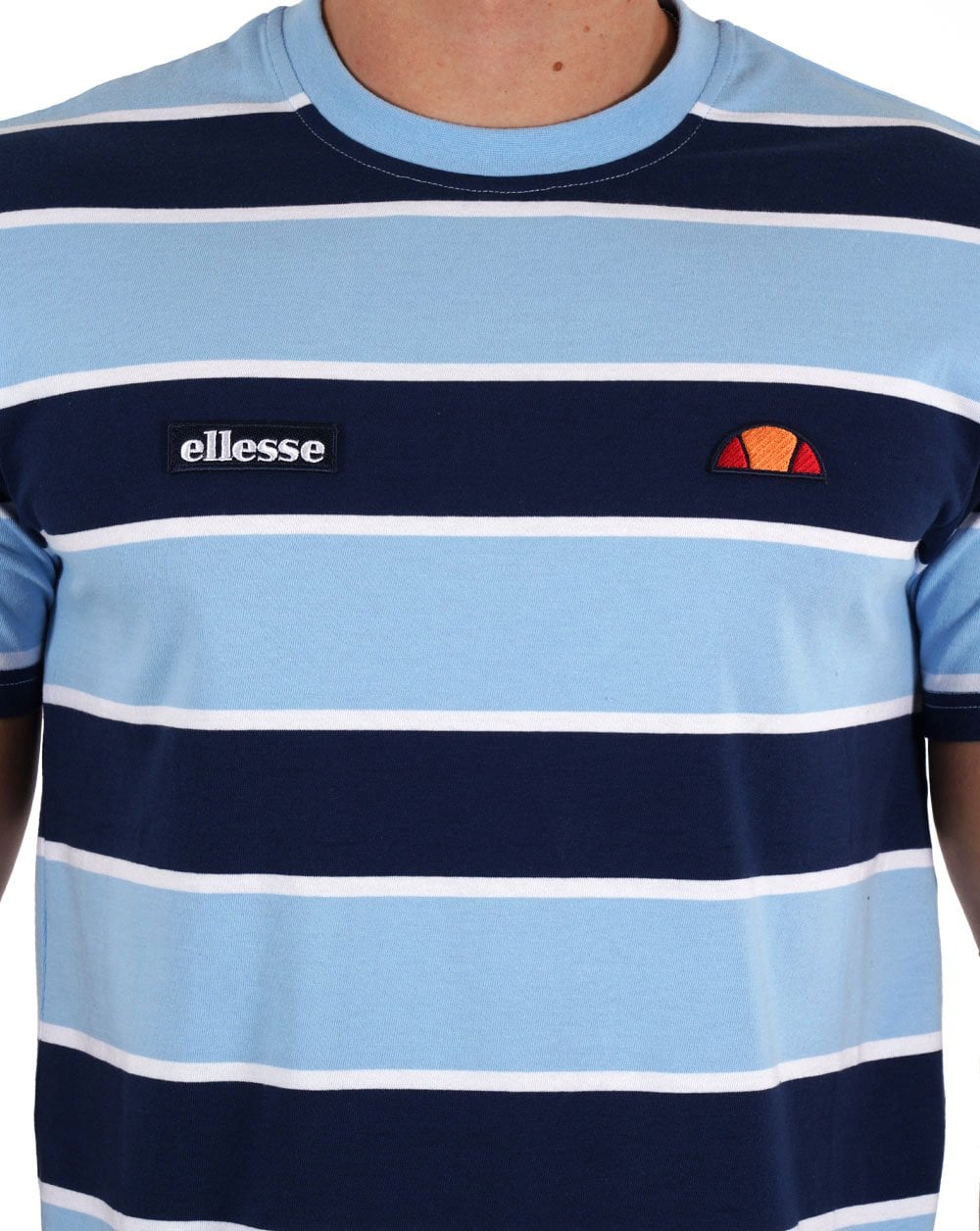 Ellesse Striped T Shirt Sky Navy