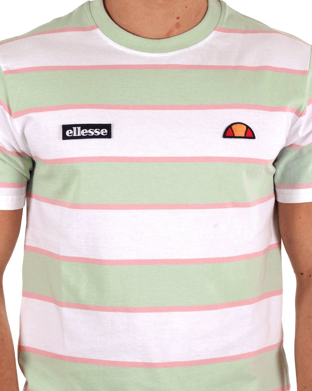 Ellesse Striped T Shirt Light Green/White