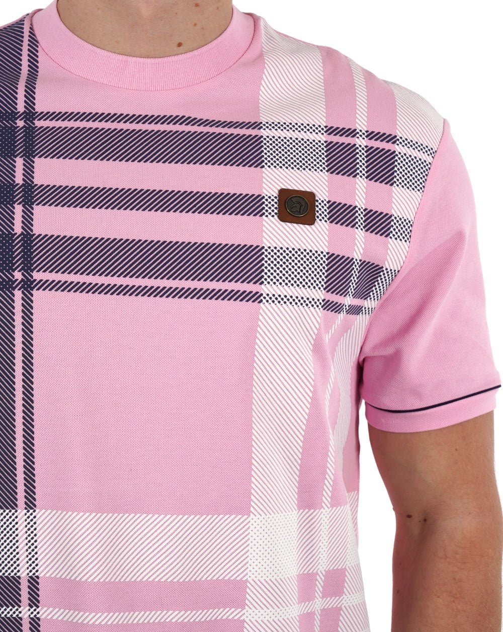 Trojan Check Panel T-shirt Pink