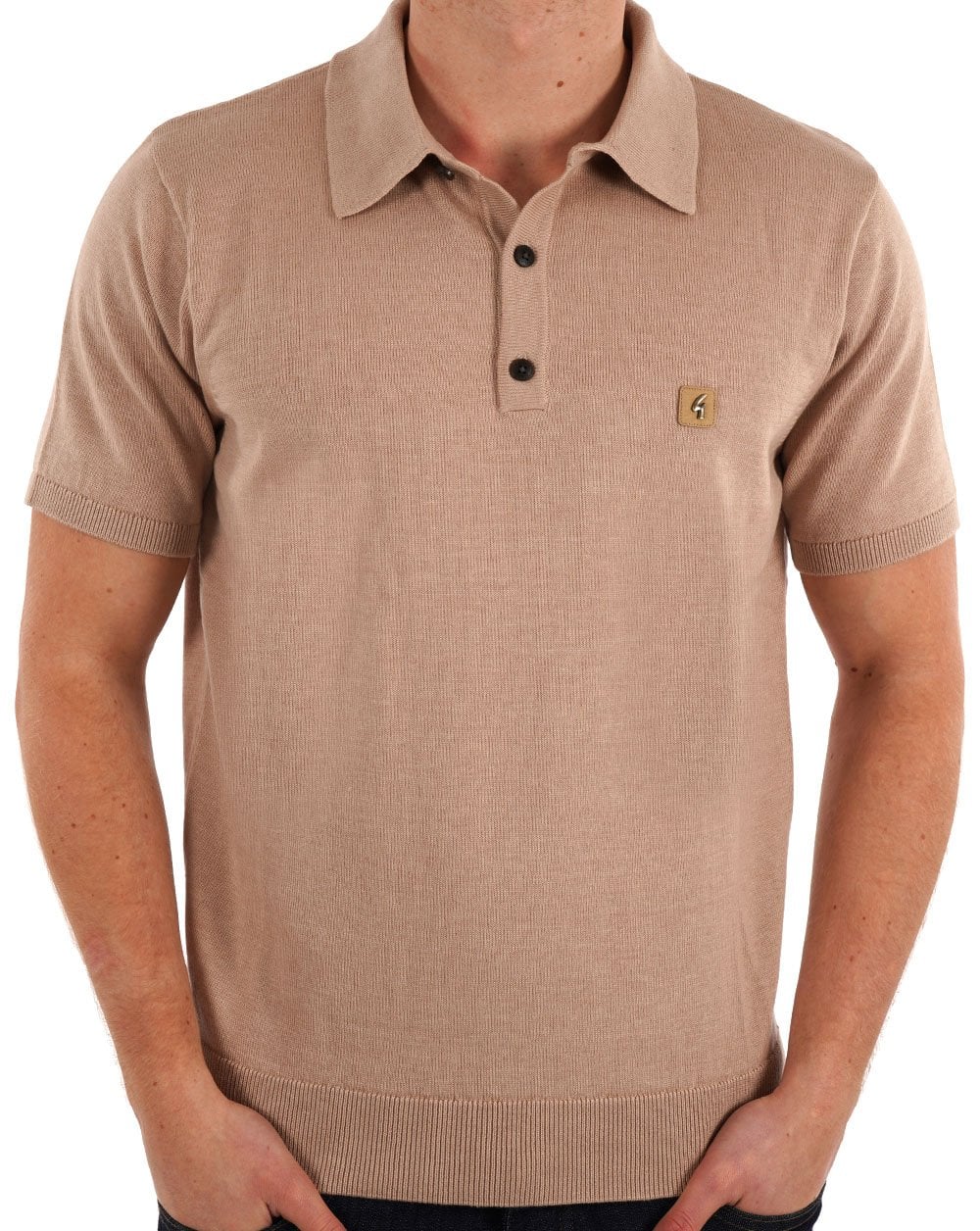 Gabicci Vintage Jackson Knitted Polo Light Sand