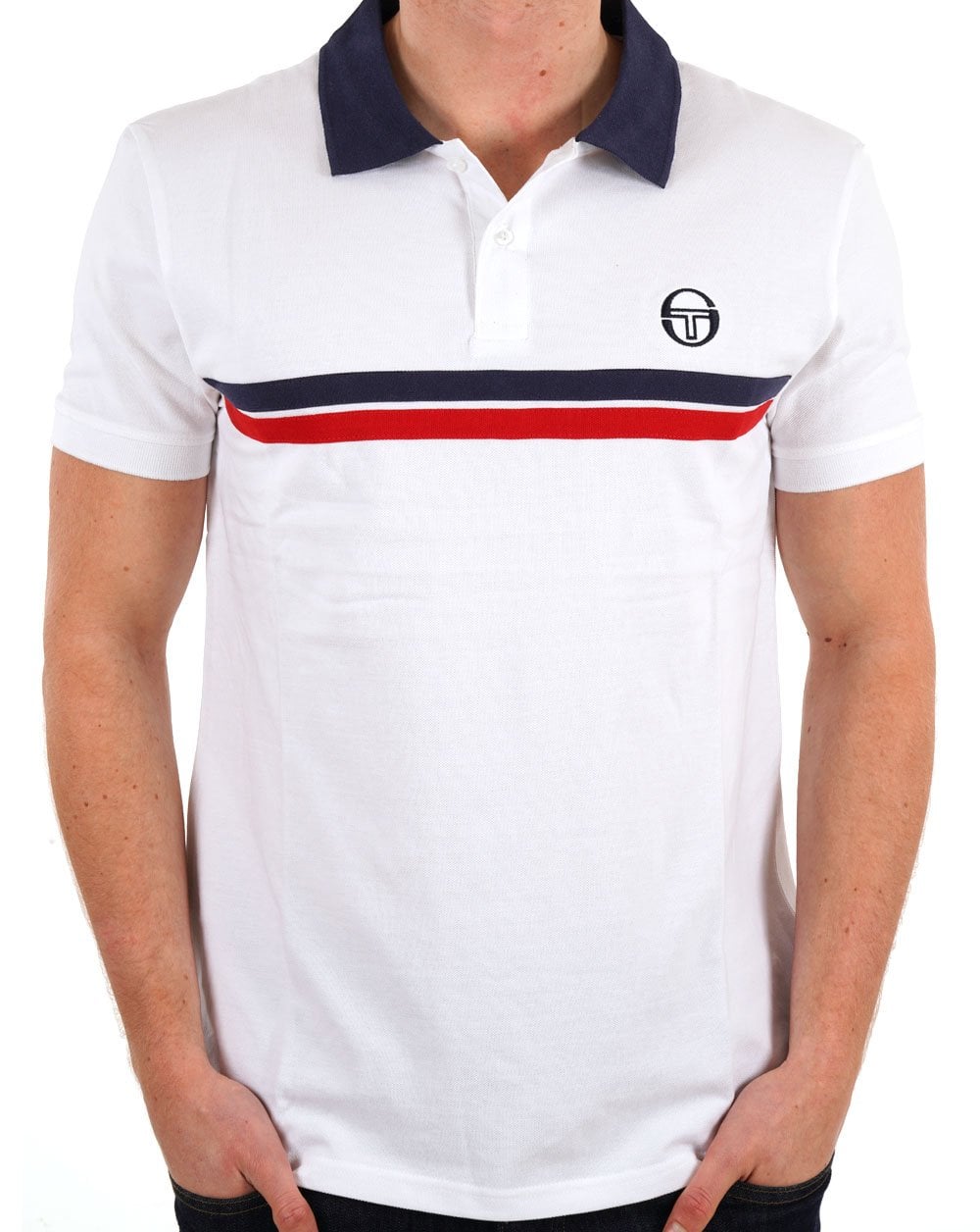 Sergio Tacchini Supermac Polo Shirt White/Navy/Red