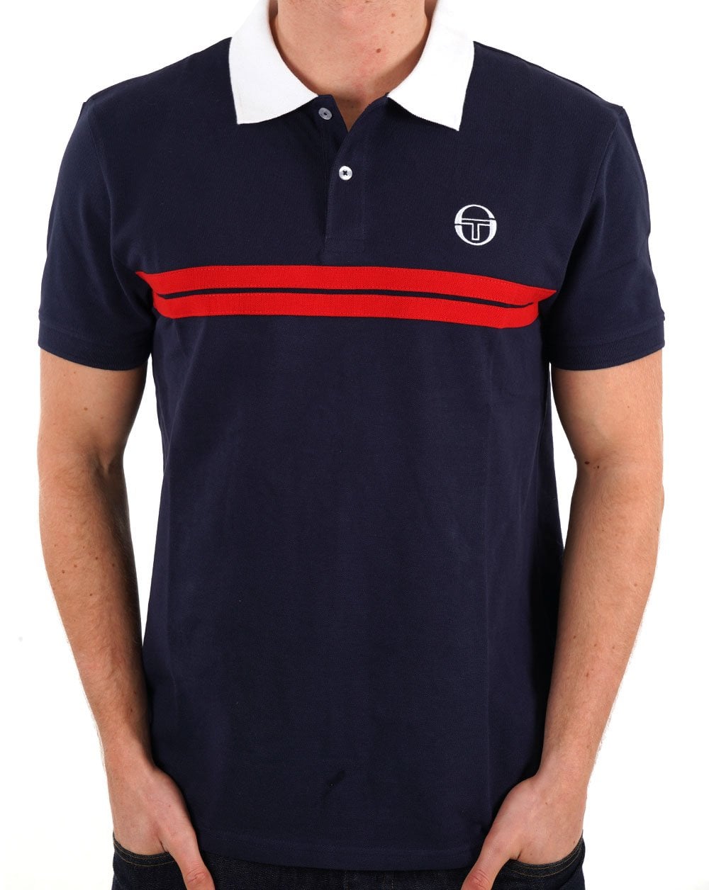 Sergio Tacchini Supermac Polo Shirt Navy Blue/Dark Red