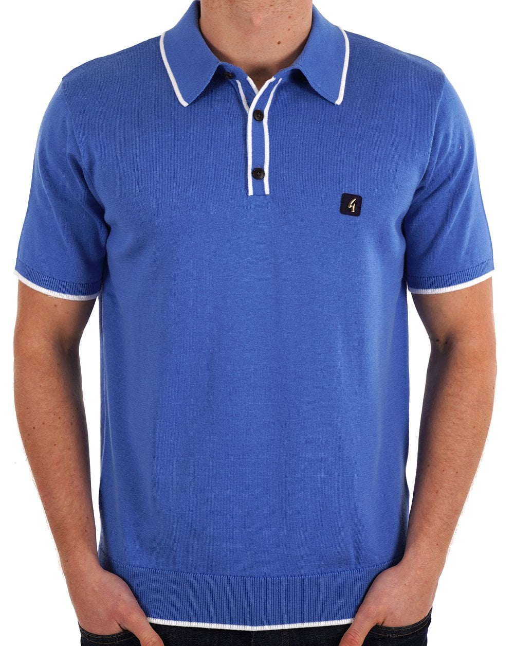 Gabicci Vintage Lineker Tipped Knitted Polo Thames