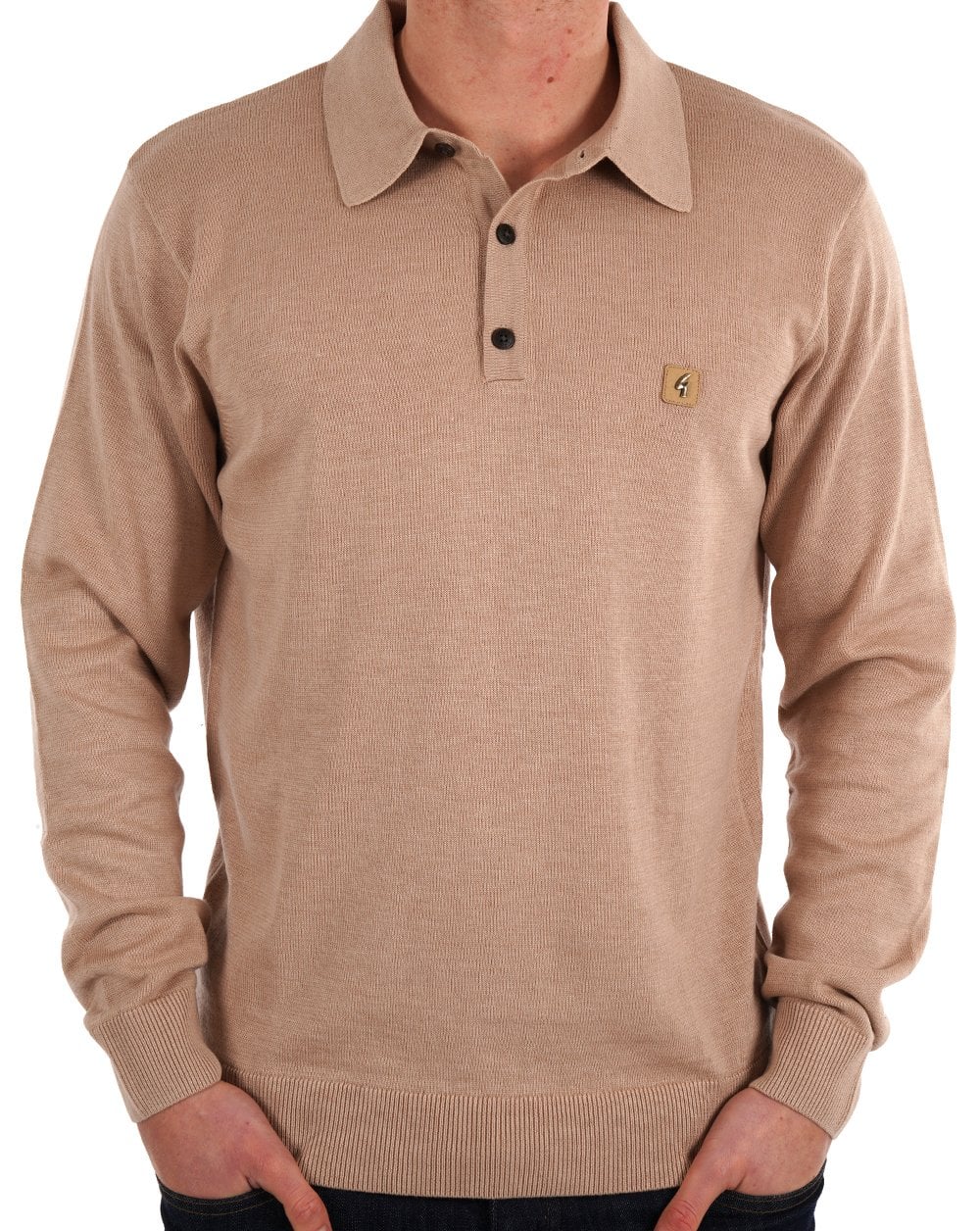 Gabicci Vintage Francesco Knitted Polo Shirt Oat