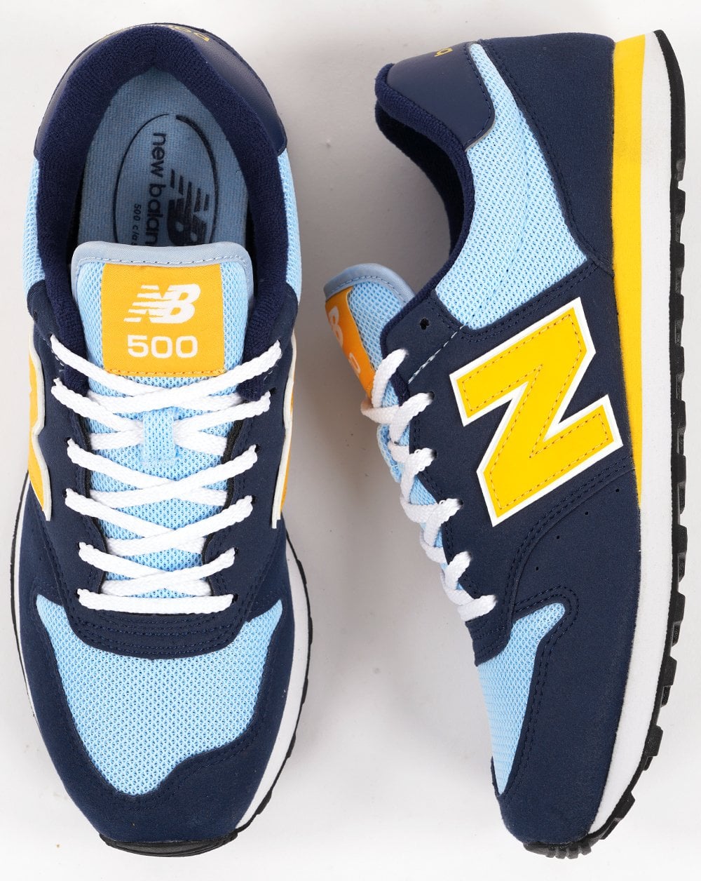 New Balance 500 Trainer Sky Navy Yellow