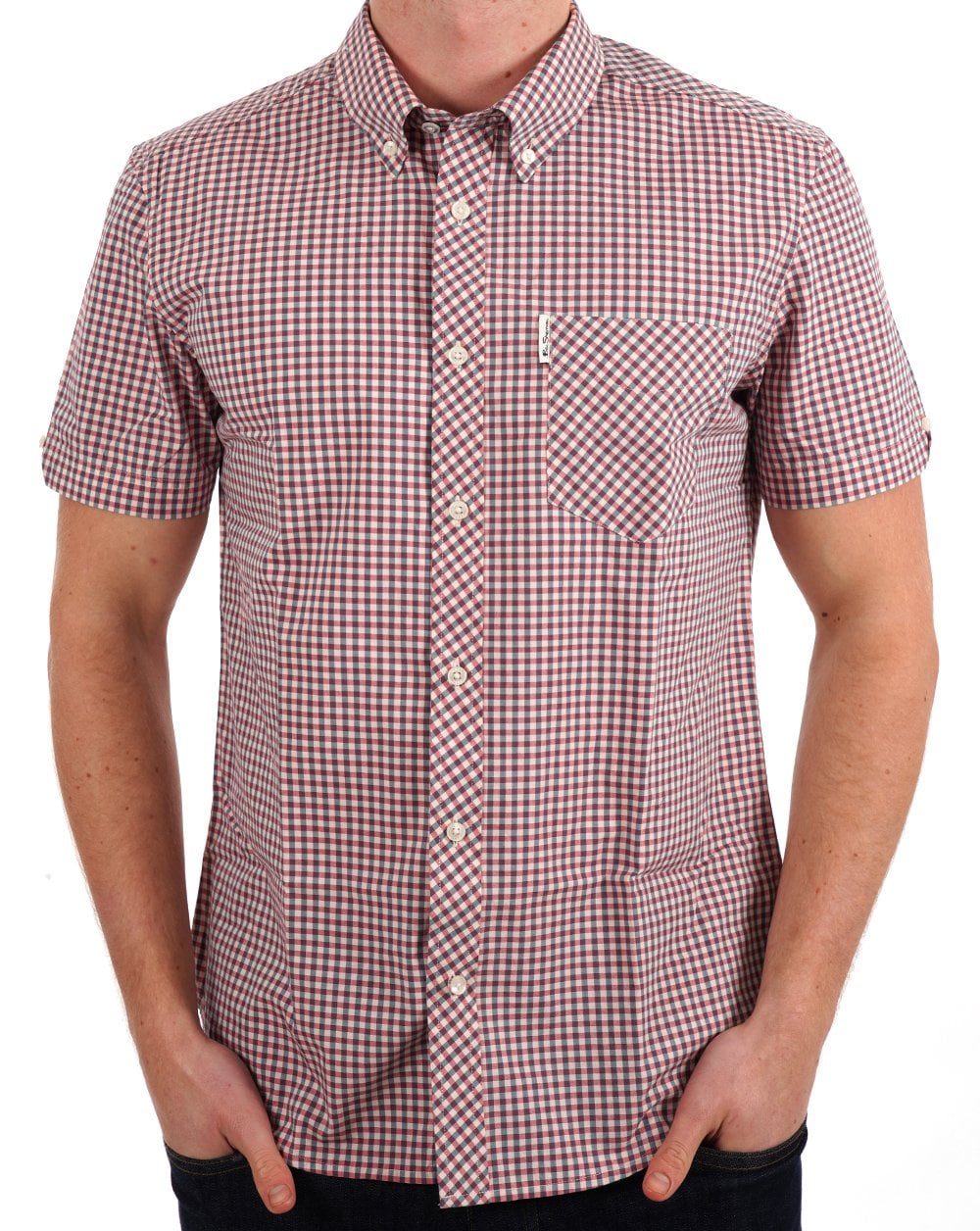 Ben Sherman Gingham Short Sleeve Shirt Scarlet