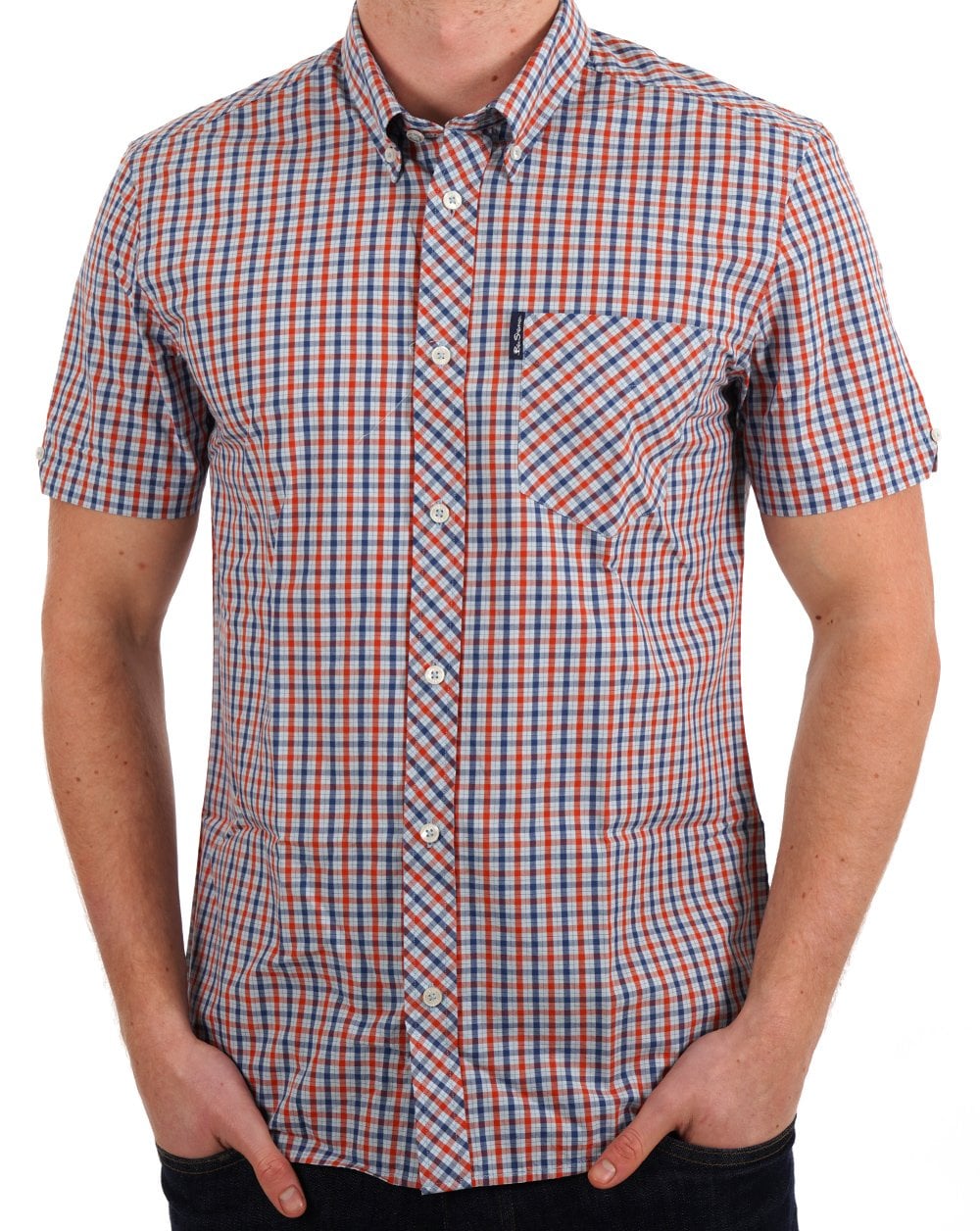 Ben Sherman House Check SS Shirt Pale Blue