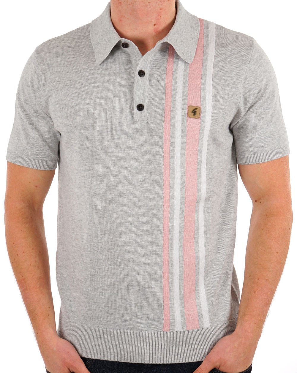 Gabicci Vintage Soda Knit Polo Grey