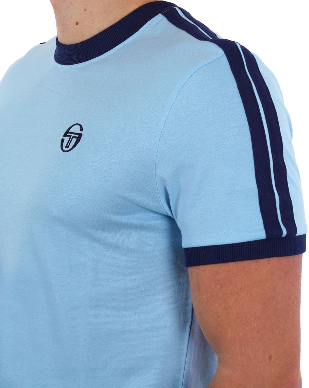 Sergio Tacchini Retro T Shirt Sky Blue/Navy