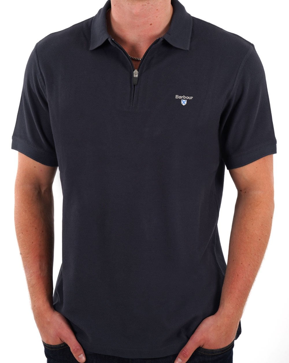 Barbour Zip Polo Shirt Navy