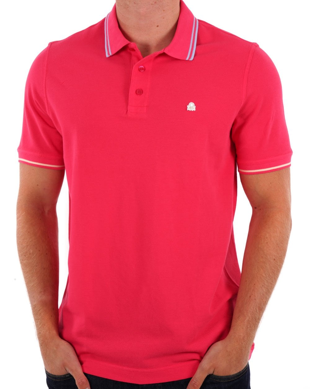 Benetton Tipped Polo Shirt Pink