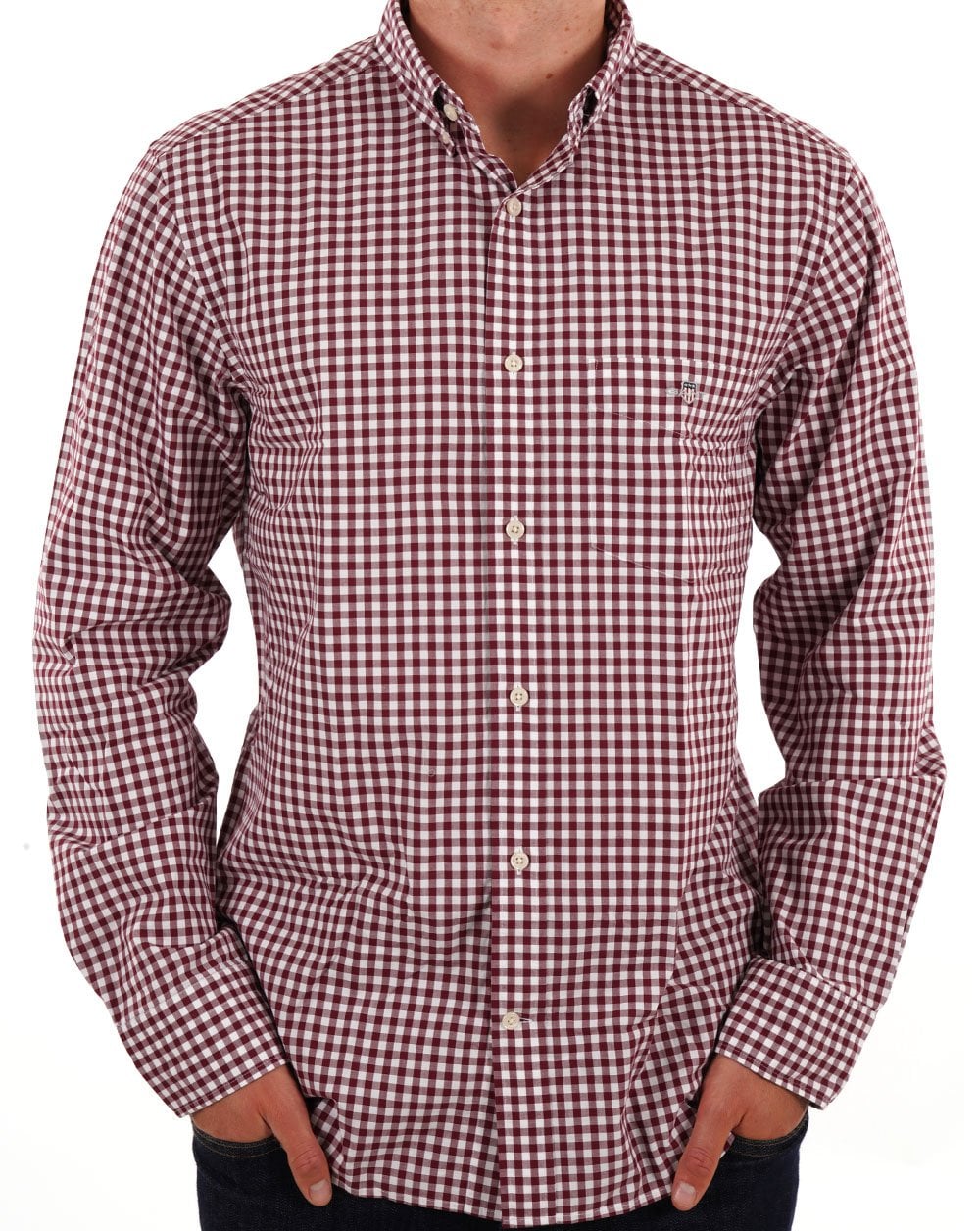 Gant Poplin Gingham Shirt Wine Red