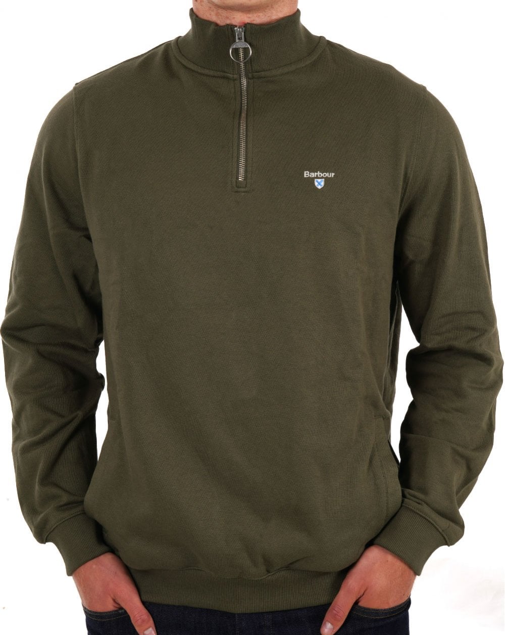 Barbour Beckhill Half Zip Sweatshirt Mid Olive