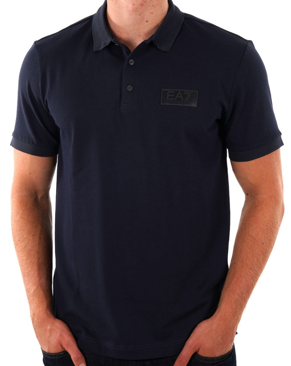 EA7 Logo Patch Polo Shirt Navy