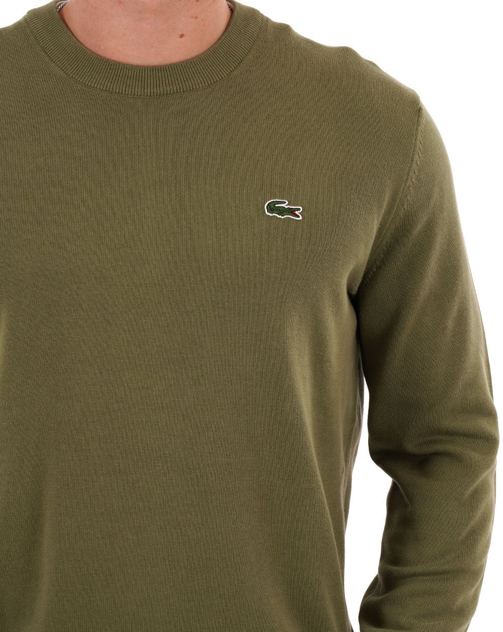 Lacoste Crew Neck Knit Jumper Khaki Green