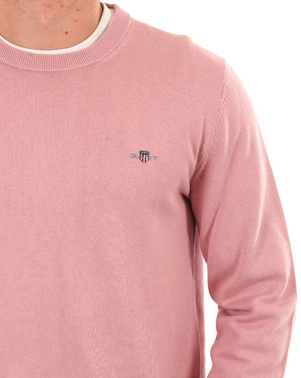 Gant Classic Cotton Crew Neck Jumper Dusty Pink