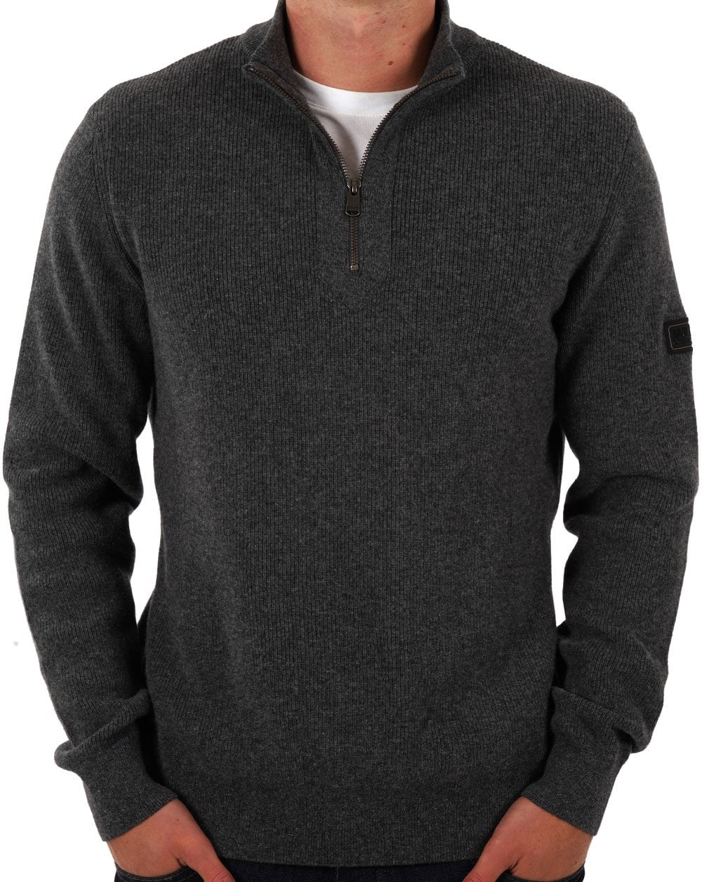 Barbour International Crawley Half Zip Jumper Charcoal Marl
