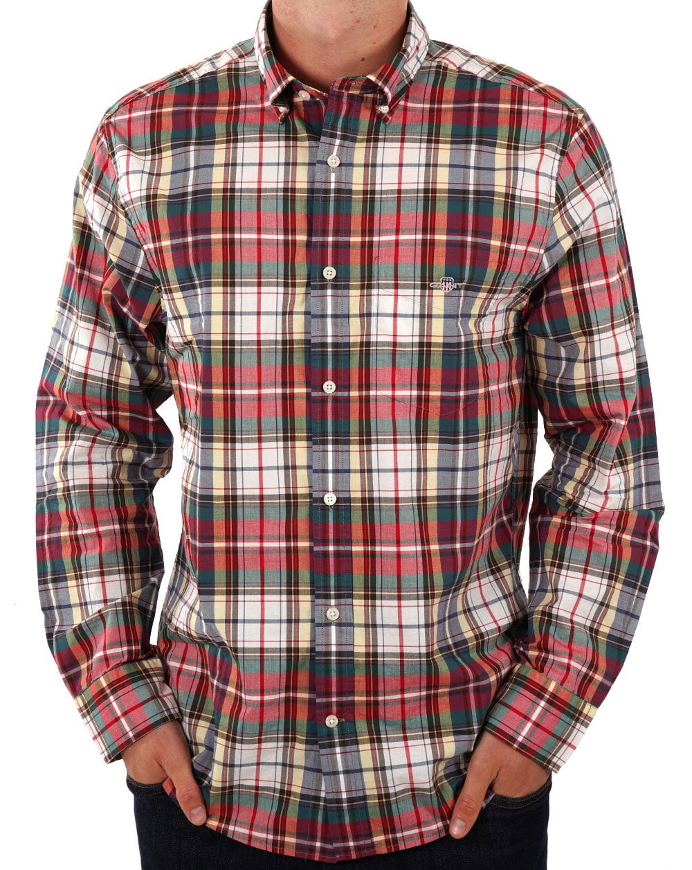 Gant Tartan Checked Poplin Shirt Ruby Red