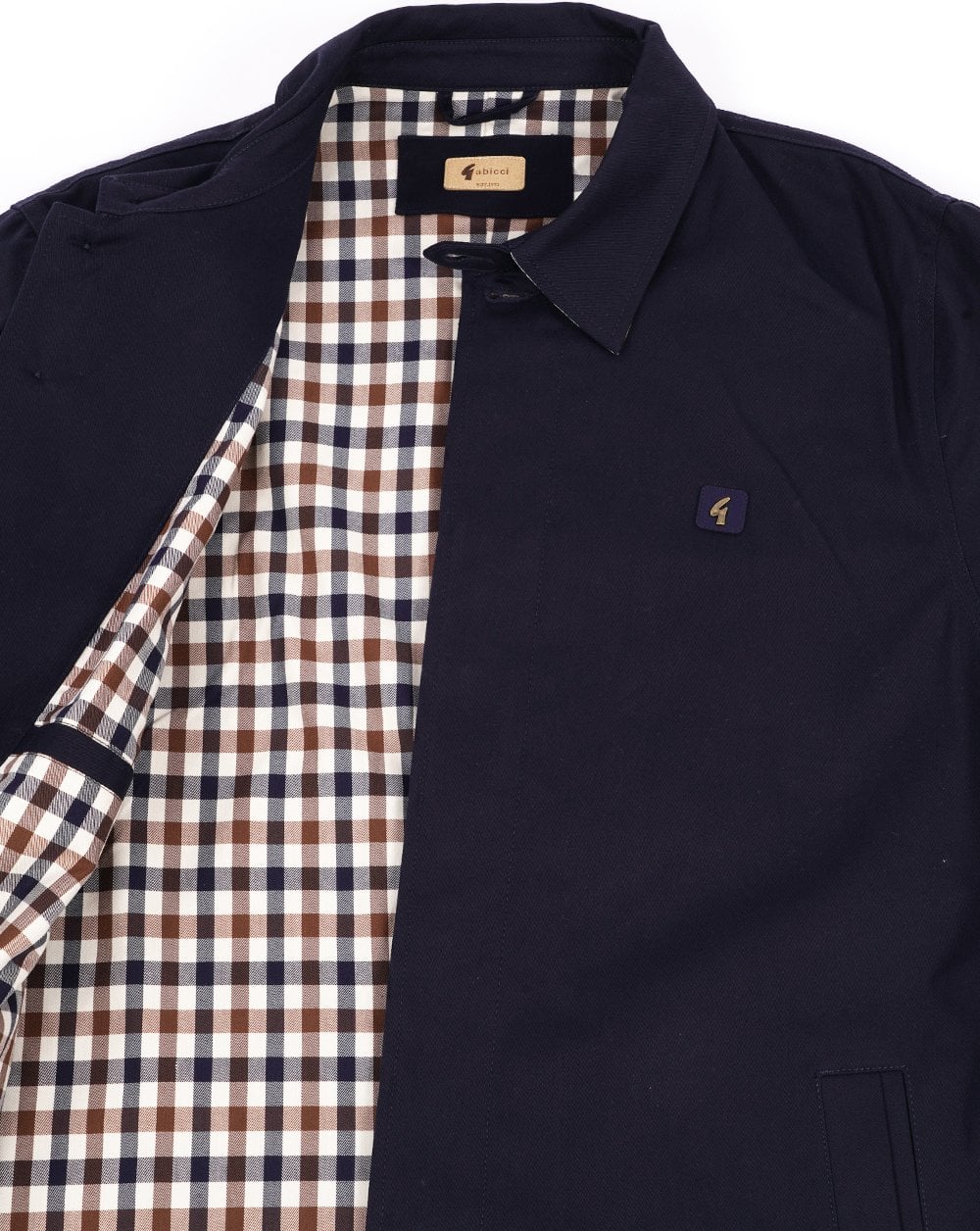 Gabicci Vintage Mac Navy Check collar