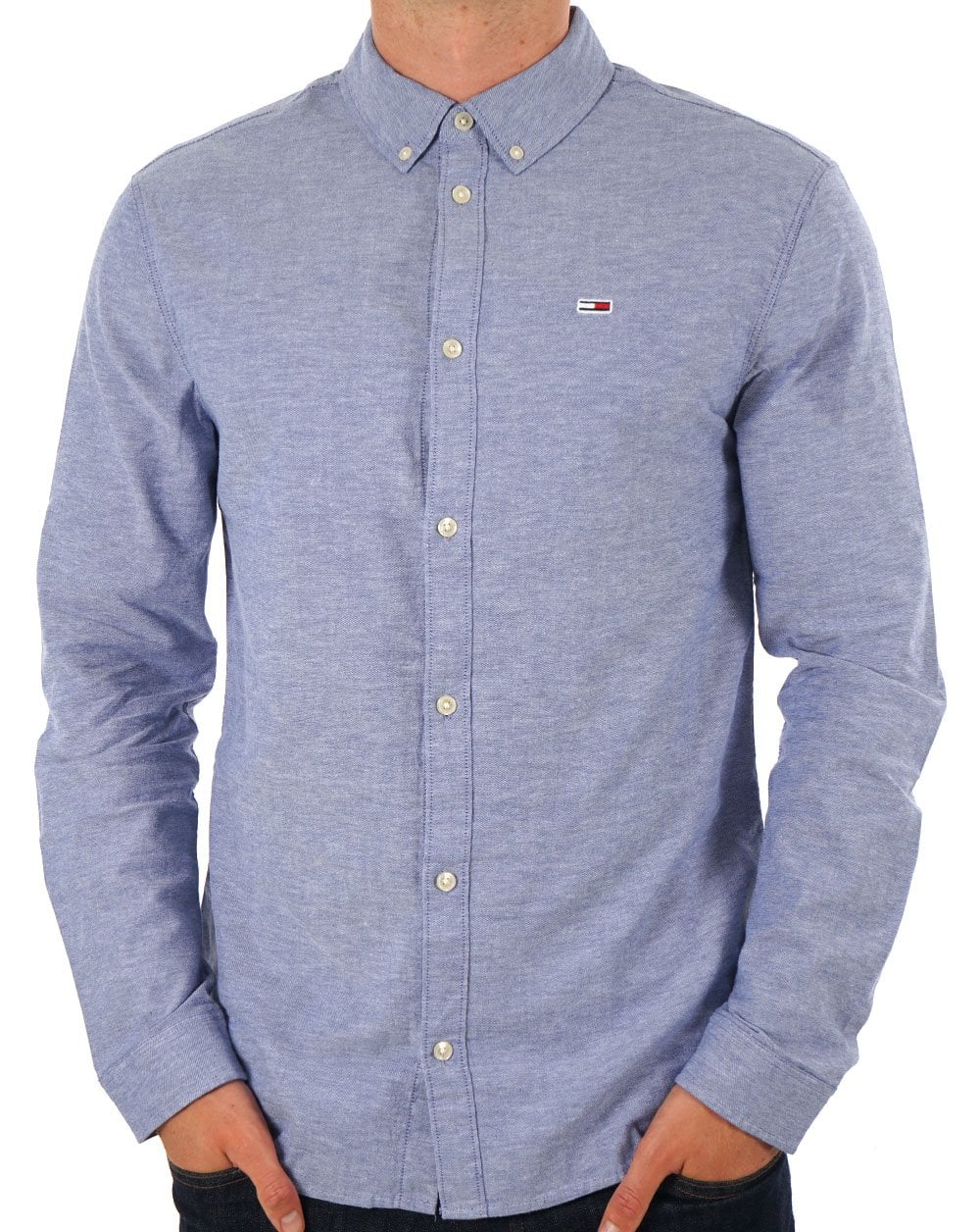 Tommy Jeans Stretch Oxford Cotton Shirt Bright Blue