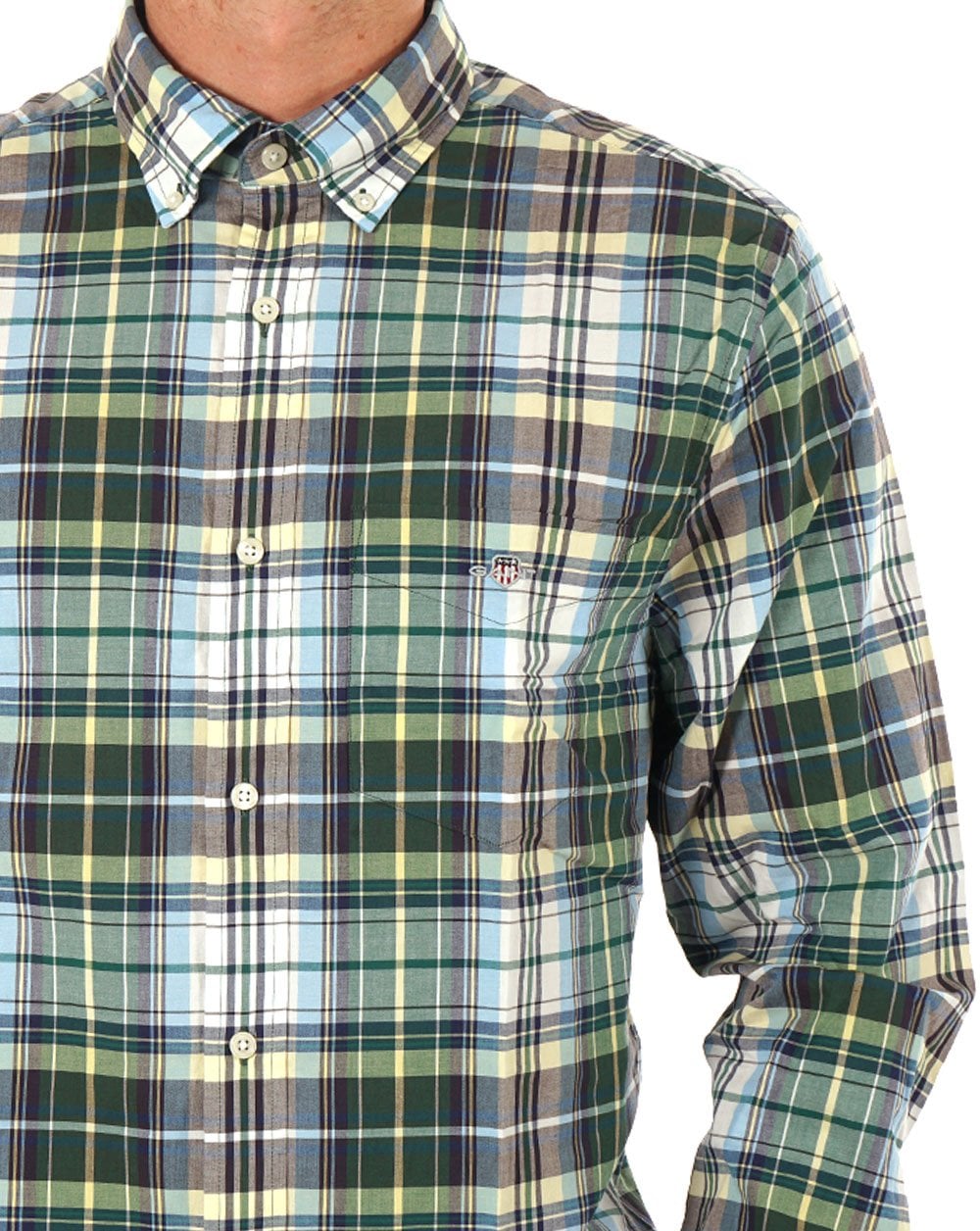 Gant Tartan Checked Poplin Shirt Deep Forest Green