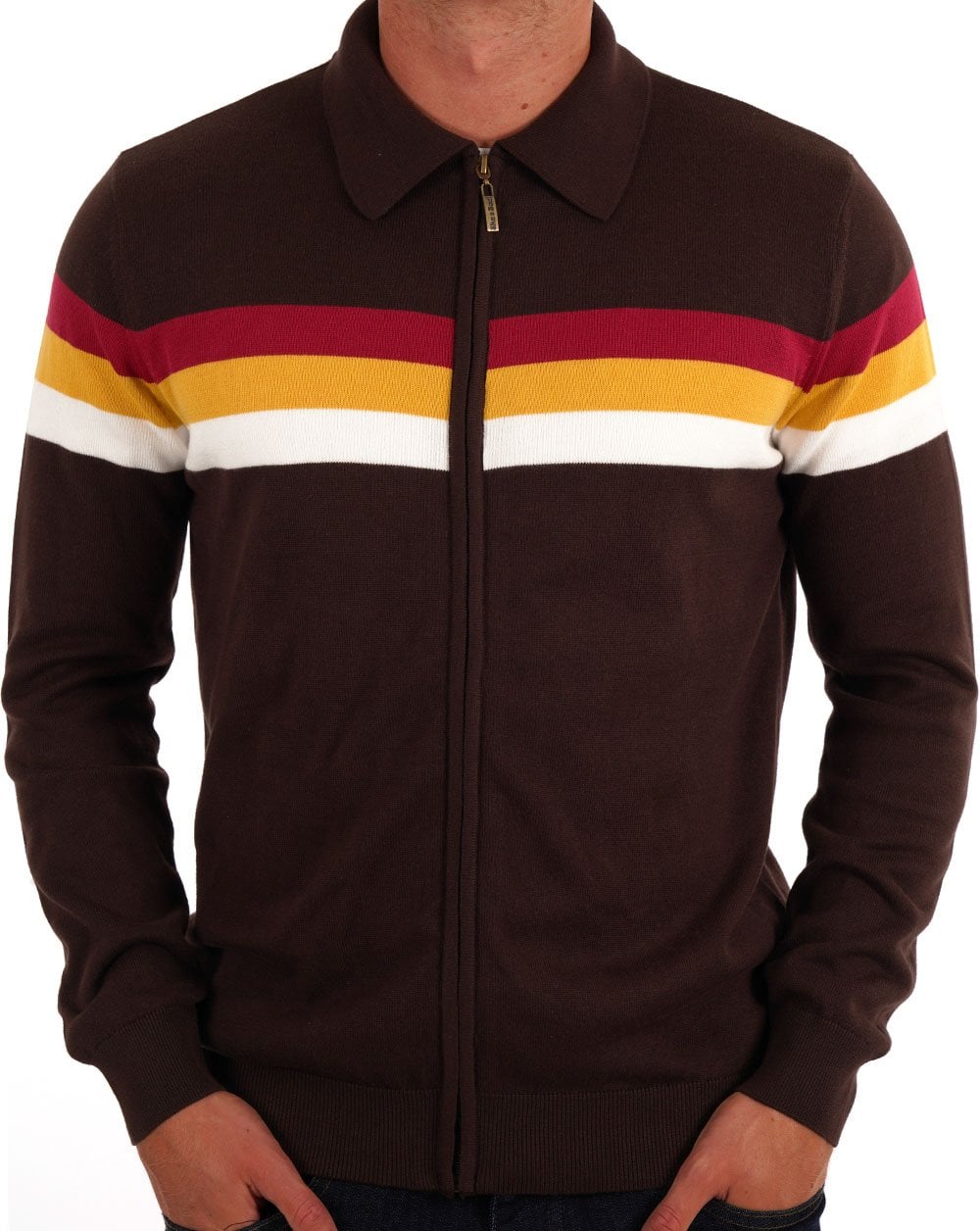 Icons Gallagher Zip Thru Knit Chocolate