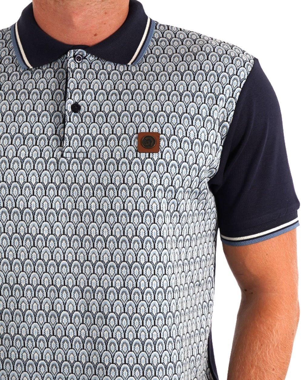 Trojan Scale Panel Polo Navy
