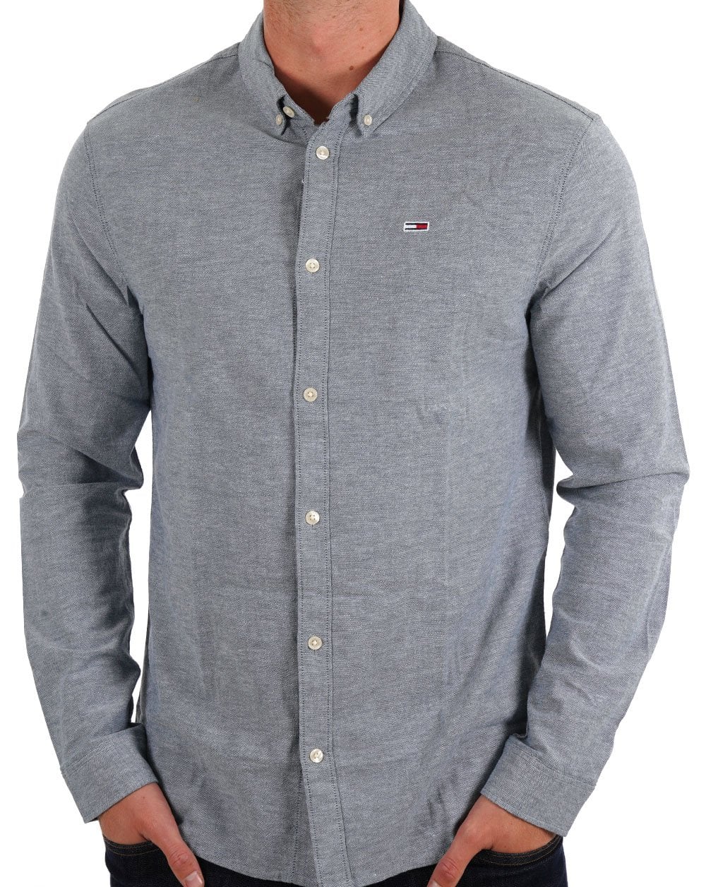 Tommy Jeans Stretch Oxford Cotton Shirt Deep Seawater