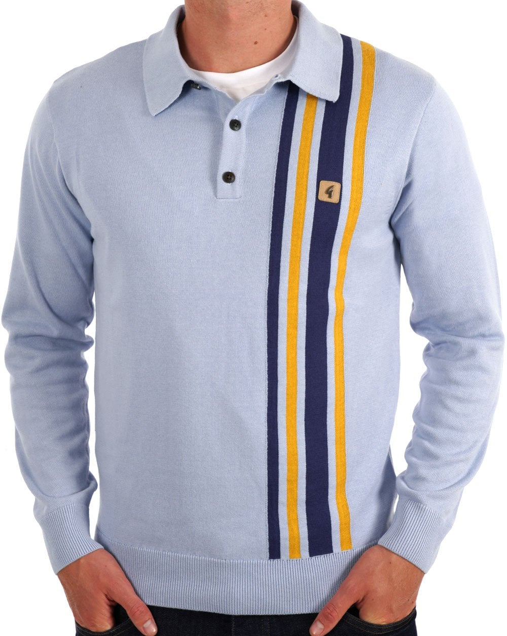 Gabicci Vintage Soda LS Knit Polo Sky
