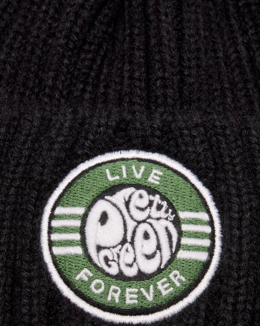 Pretty Green Live Forever Bobble Hat Black