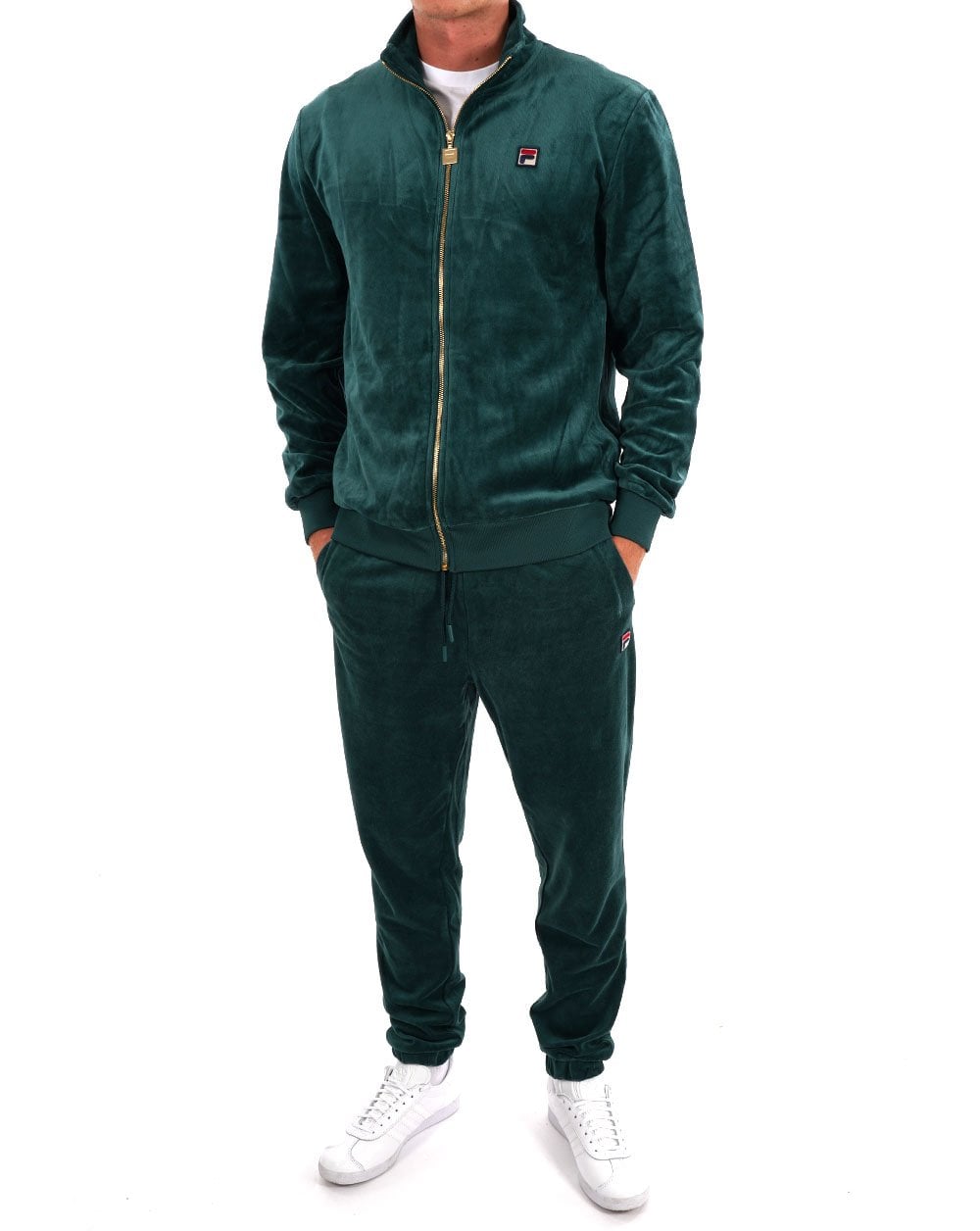 Fila Vintage Premium Velour Track Top Dk Green