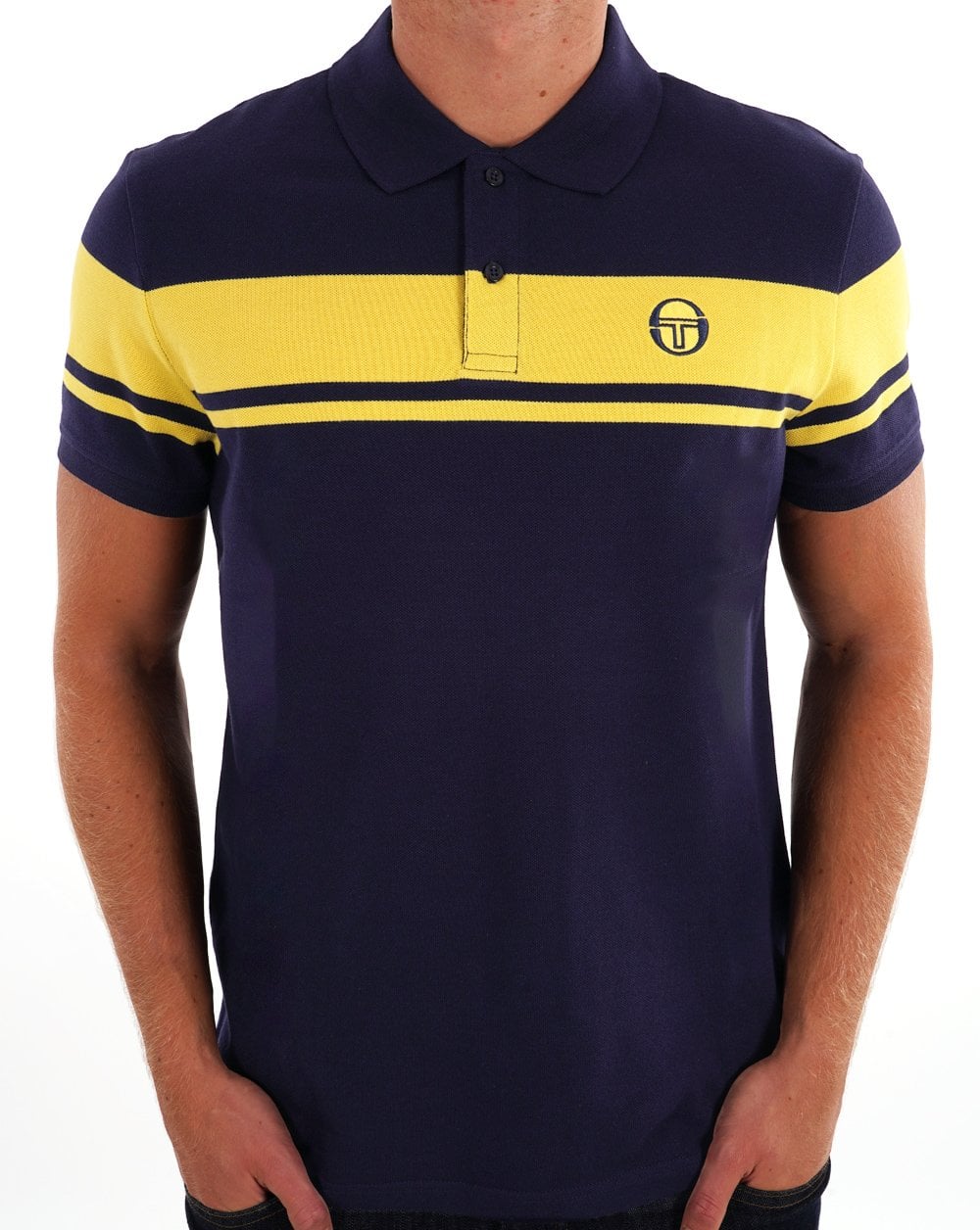 Sergio Tacchini Young Line Polo Shirt Navy Blue/Yellow