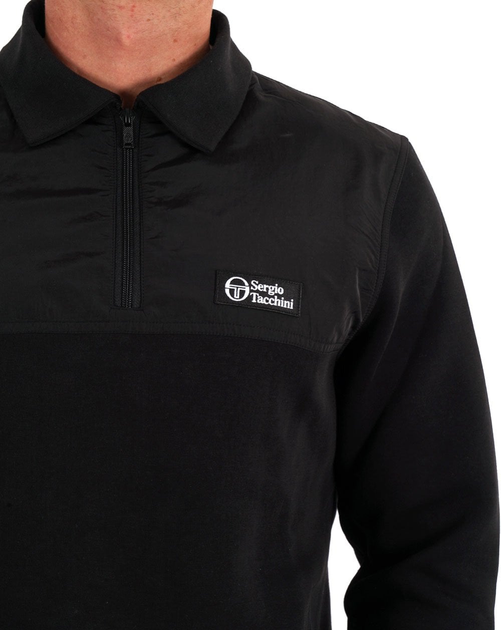 Sergio Tacchini 1/4 Zip Twin Fabric Jacket Black