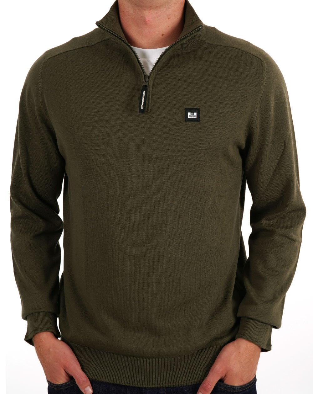 Weekend Offender Pierre 1/4 Zip Knit Khaki Green