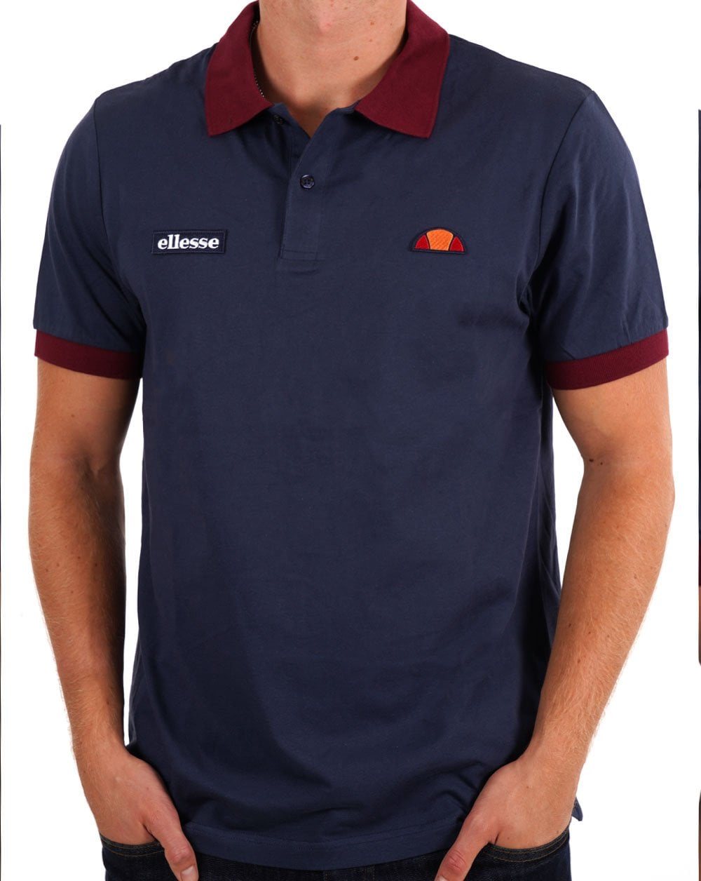 Ellesse Lessepsia Polo Shirt Navy/Burgundy