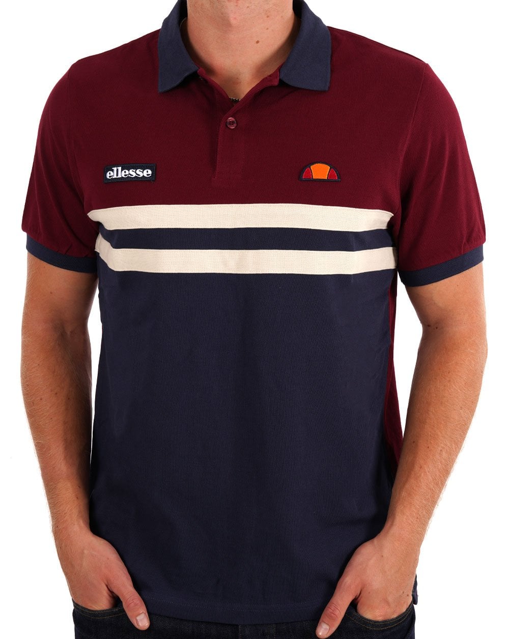 Ellesse Rimini Polo Shirt Navy/Burgundy