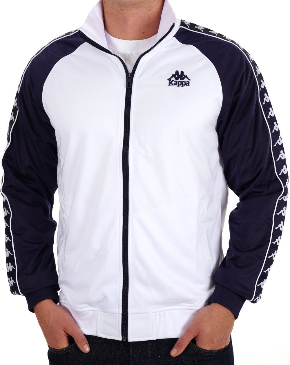 Kappa Uriah Track Top White/Navy Blue