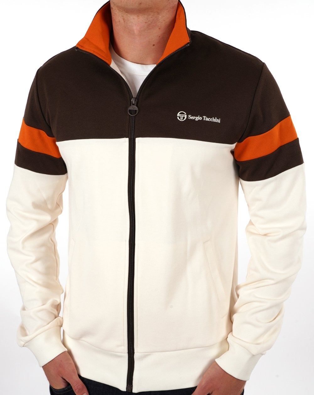 Sergio Tacchini Split Track Top Gardenia Dk Coffee