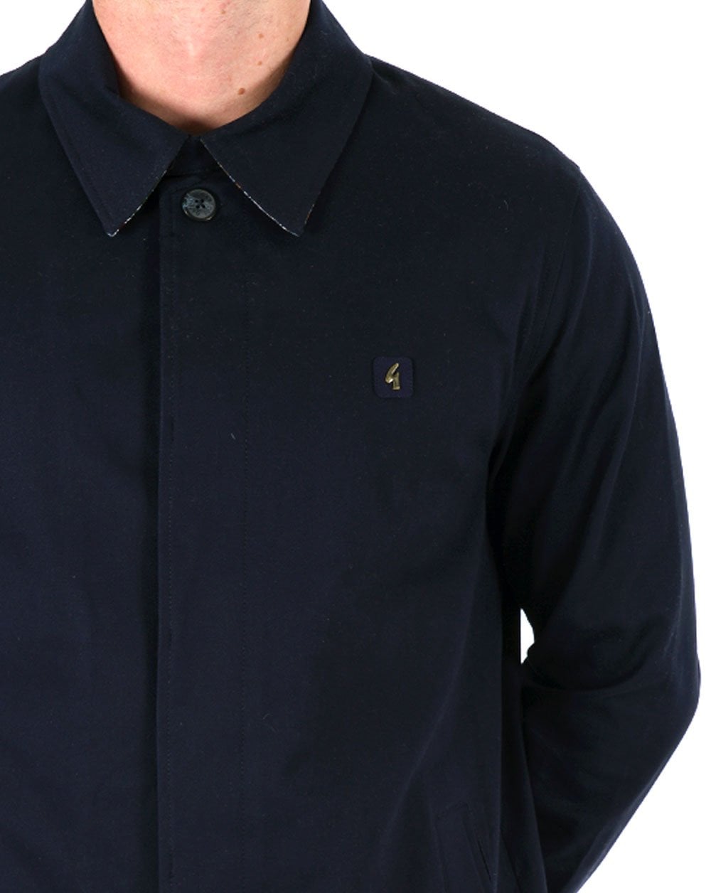 Gabicci Vintage Paisley Collar Mac Navy