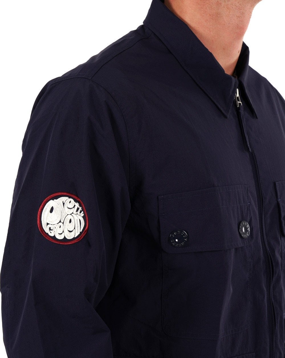 Pretty Green Live Forever Zip Up Overshirt Navy