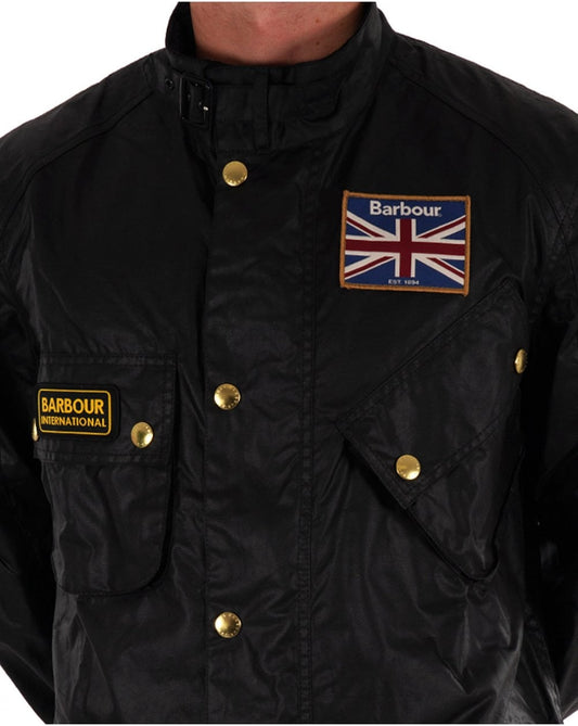 Barbour International Barbour Union Jack Wax Jacket Black