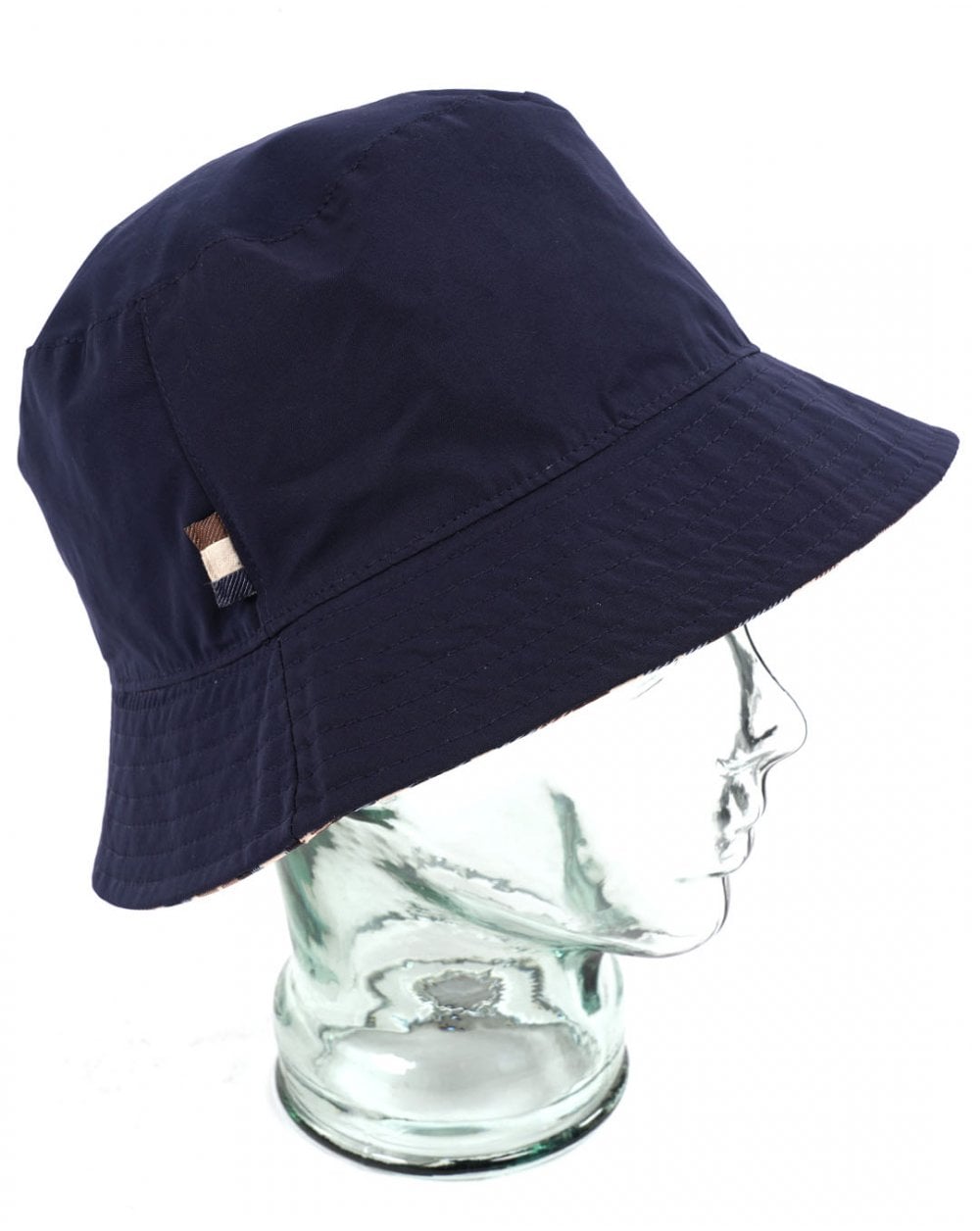 Aquascutum Hydro Reversible Bucket Hat Navy/Check